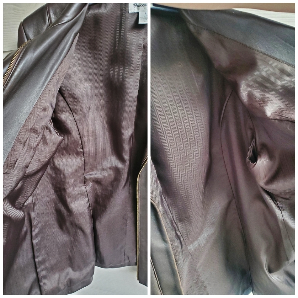Preston & York Rich Chocolatey Brown Genuine Lamb Leather Business Casual Jacket - Picture 3 of 16